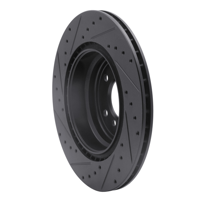 BMW 335XI Brake Rotor (1) - Rear Right - R1 Concepts - Drilled & Slotted - Black - `06-`15